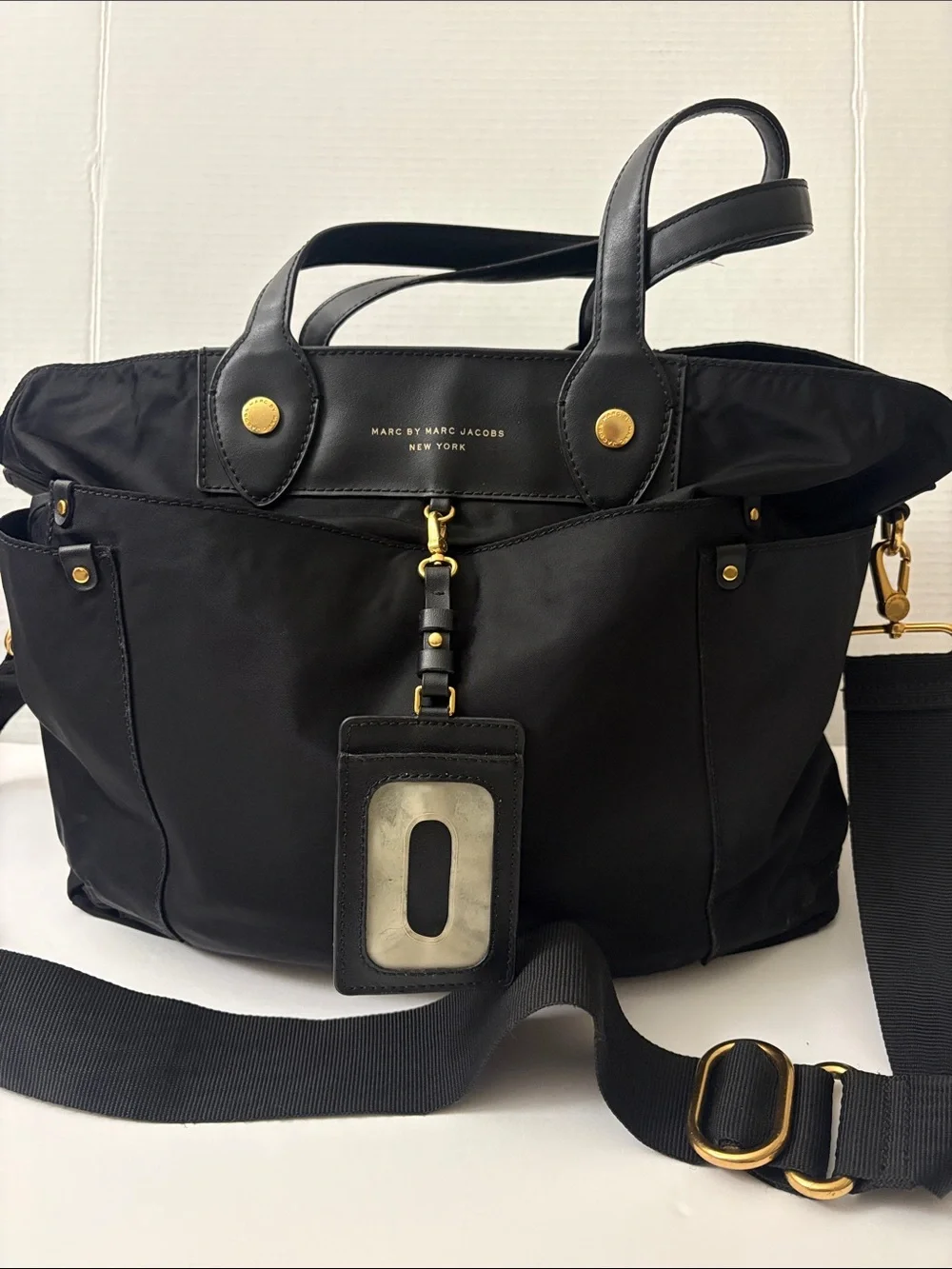 Marc by Marc Jacobs Black Nylon Preppy Baby Tote Bag Detachable Strap
